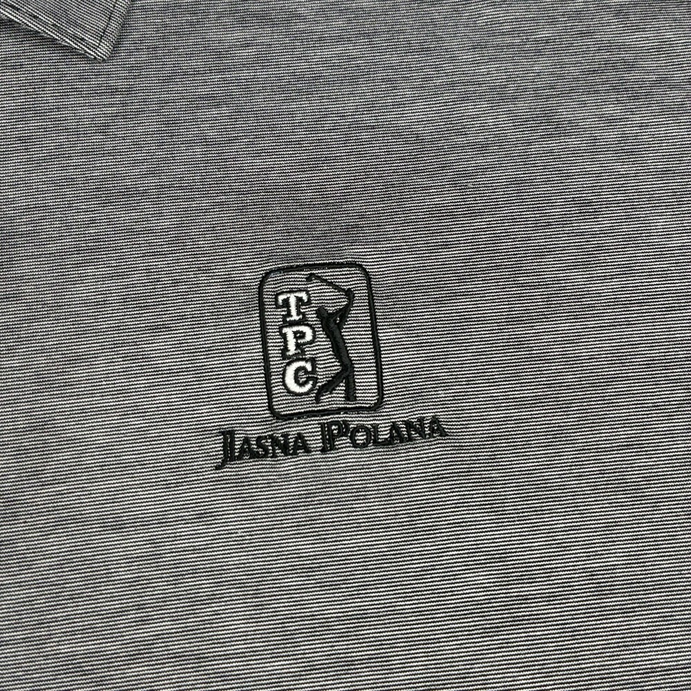 Peter Millar Polo Shirt Men's L Gray Striped Cotton Golf Jasna Polana TPC Logo - Picture 2 of 10